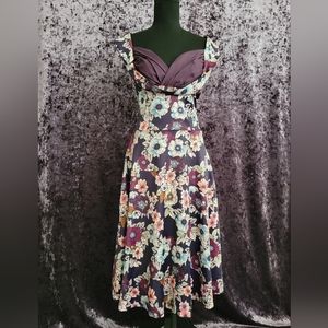 Lindy Bop Purple Floral Dress